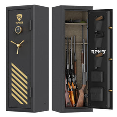RPNB: 10 Gun Fireproof Biometric Digital Safe for Pistols and Rifles, Black RPFS10-B
