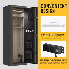 RPNB: 10 Gun Fireproof Biometric Digital Safe for Pistols and Rifles, Black RPFS10-B