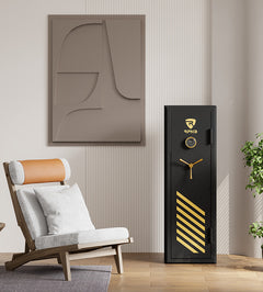 RPNB: 10 Gun Fireproof Biometric Digital Safe for Pistols and Rifles, Black RPFS10-B