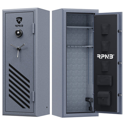 RPNB RPFS14-G 14 Gun Large Fireproof Biometric Fingerprint Gun Safe for Pistols and Rifles, Grey
