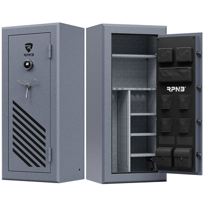 RPNB: 30 Gun Large Fireproof Biometric Fingerprint Long Gun Safe for Pistols and Rifles, Black, RPNB RPFS30-B