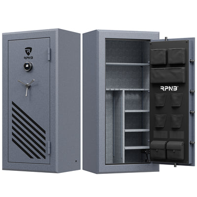 RPNB: 30 Gun Large Fireproof Digital Fingerprint Long Gun Safe for Pistols and Rifles, Grey, RPNB RPFS30-G