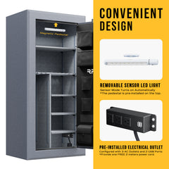 RPNB: 30 Gun Large Fireproof Digital Fingerprint Long Gun Safe for Pistols and Rifles, Grey, RPNB RPFS30-G