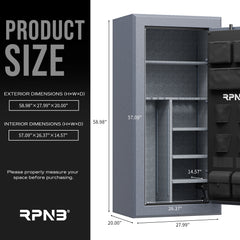 RPNB: 30 Gun Large Fireproof Digital Fingerprint Long Gun Safe for Pistols and Rifles, Grey, RPNB RPFS30-G