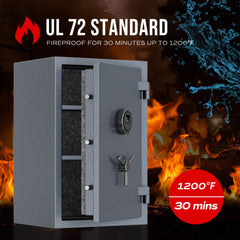 RPNB  RPFS66G Grey Large Fireproof Safe with Fingerprint Sensor, Biometric Home Safe, 2.12 Cubic Feet