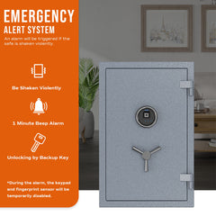 RPNB  RPFS66G Grey Large Fireproof Safe with Fingerprint Sensor, Biometric Home Safe, 2.12 Cubic Feet