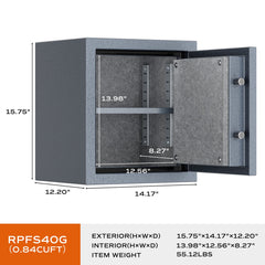RPNB RPFS40G Grey Deluxe Fireproof Safe with Smart Touchscreen Keypad 0.84 Cubic Feet