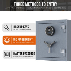 RPNB RPFS40G Grey Deluxe Fireproof Safe with Smart Touchscreen Keypad 0.84 Cubic Feet