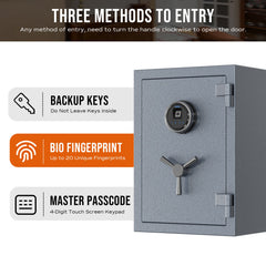 RPNB RPFS50G Grey High Capacity Digital Fireproof Safe with Adjustable Shelf for Money & Jewelry, 1.29 Cubic Feet