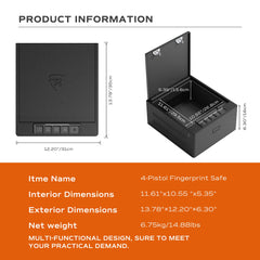 RPNB RP2016 Biometric 4 Pistols High-Capacity Gun Safe for Handgun with Digital KeyPad