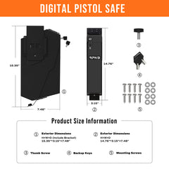 RPNB RP311E Quick Access Drop Down gun Safe with Digital Keypad Lock, Mounted Handgun Safe